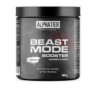 Alphatier Beastmode Pre-Workout Booster Frambuesa - Alta Concentración, sin Grumos, Vegano - Contiene Cafeína, Citrulina, L-Arginina, ß-Alanina, Betaína HCL y Ornitina 400 g