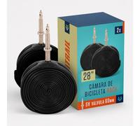 Alphatrail Camara Bicicleta Carretera AirFusion 28 Pulgadas SV 60 mm 2X Set 700x18-28C con Garantia de Movilidad I Cubierta Compatible Schwalbe, Continental, Conti, Michelin, Maxxis y Mavic