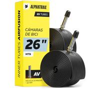 Alphatrail MTB Cámara de Bicicleta AirFusion 26 Pulgadas AV Schrader Válvula 2X Conjunto con Garantía de Movilidad I Cubierta Compatible Schwalbe, Michelin, Continental, Maxxis, Vittoria & Kenda