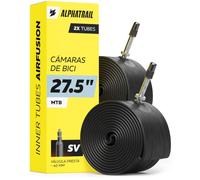 Alphatrail MTB Cámara de Bicicleta AirFusion 27.5 Pulgadas SV Presta Válvula 2X Conjunto con Garantía de Movilidad I Cubierta Compatible Schwalbe, Michelin, Continental, Maxxis, Vittoria & Kenda