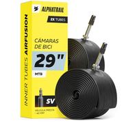 Alphatrail MTB Cámara de Bicicleta AirFusion 29 Pulgadas SV Presta Válvula 2X Conjunto con Garantía de Movilidad I Cubierta Compatible Schwalbe, Michelin, Continental, Conti, Maxxis, Vittoria & Kenda