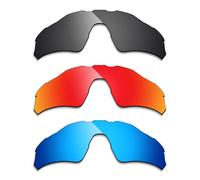 Alphax 3 pares de lentes polarizadas de repuesto para Oakley Radar EV Path OO9208 - Negro + Azul + Rojo