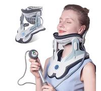 Alphay Dispositivo de tracción cervical para el cuello, bomba de aire ajustable, dispositivo de tracción cervical, alivio del dolor de cuello y relajación, tractor de cuello en casa con tracción de 3