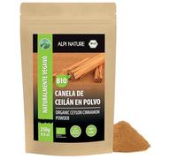 Alpi Nature Canela de Ceilán Orgánica en Polvo 250g, Palitos de Canela de Ceilán Molidos en Polvo