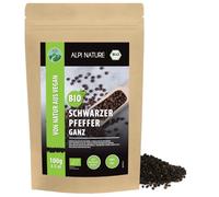 Alpi Nature Pimienta Negra Orgánica en Grano 100g, Granos de Pimienta Negra Enteros para Cocinar