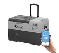 Alpicool CX30 30 litros Nevera portátil 12 V, para Coche, Camping, camión, Barco y Enchufe con conexión USB, Barra telescópica, Rueda