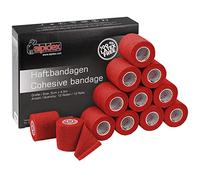 ALPIDEX 12 Rollos Venda Adhesiva 5 cm x 4,5 m Venda Cohesiva Envoltura Tape Deportiva Bendaje Autoadhesiva Mano Rodillas Tobillo Vet Wrap Perro Gato Caballo, Color:rojo