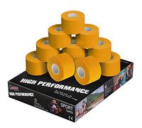 ALPIDEX 12 x Cinta Adhesiva Deportiva 3,8 cm x 10 m Diferentes CoIores Sport Tape 100% Algodón Inelástica Balonmano Fútbol Voleibol Escalada, Color:amarillo