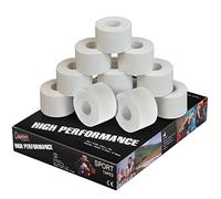 ALPIDEX 12 x Cinta Adhesiva Deportiva 3,8 cm x 10 m Diferentes CoIores Sport Tape 100% Algodón Inelástica Balonmano Fútbol Voleibol Escalada, Color:blanco