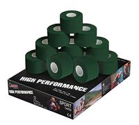 ALPIDEX 12 x Cinta Adhesiva Deportiva 3,8 cm x 10 m Diferentes CoIores Sport Tape 100% Algodón Inelástica Balonmano Fútbol Voleibol Escalada, Color:verde