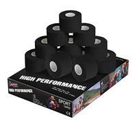 ALPIDEX 12 x Cinta Adhesiva Deportiva 3,8 cm x 10 m Diferentes CoIores Sport Tape 100% Algodón Inelástica Balonmano Fútbol Voleibol Escalada, Color:negro