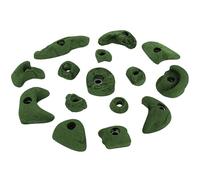 ALPIDEX 15 Presas Escalada | Tamaño L, M, S | Varias Formas Tamaños | Juego Ideal para Principiantes | Juego Piedras Escalada, Color:Verde-Moteado
