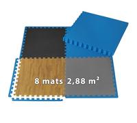 ALPIDEX 8 Piezas Suelo Gimnasio 60x60x1 cm Esterilla Puzzle 2,88 m² EVA Antideslizantes Estera Protección Tapete Fitness Casa Gym Goma Espuma Losas Caucho Alfombrilla Expandible, Color:Blue