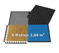 ALPIDEX 8 Piezas Suelo Gimnasio 60x60x1 cm Esterilla Puzzle 2,88 m² EVA Antideslizantes Estera Protección Tapete Fitness Casa Gym Goma Espuma Losas Caucho Alfombrilla Expandible, Color:Black