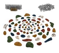 ALPIDEX 80 Tiradores de Escalada, Incluye Tornillos, Tuercas de Impacto, Superficie de Escalada de 6 a 10 m², Mangos tamaños XL - XS, Juego Completo, Set de iniciación