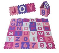 ALPIDEX Alfombra Puzzle Infantil 36 Piezas Alfombrilla Suave Bebe Juego Suelo Niños Goma EVA Letras Números Rompecabezas, Color:Rosa