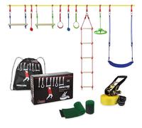 ALPIDEX Ninja Line 15 m Slackline Niños Obstáculos Anillas Columpio
