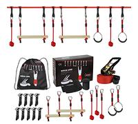 ALPIDEX Ninja Slackline Set 15 m Jóvenes Adultos Anillas Nudos Cuerda Escalada Obstaculo