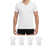 ALPIDEX Pack de 4 T Shirt Hombre Algodón Camisetas Bussines Interior Cuello en V Elastico Hombre Clásicas, Tamaño:5XL, Color:Blanco