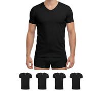 ALPIDEX Pack de 4 T Shirt Hombre Algodón Camisetas Bussines Interior Cuello en V Elastico Hombre Clásicas, Tamaño:S, Color:Negro