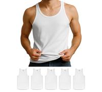 ALPIDEX Pack de 5 Camiseta de Tirantes para Hombre 100% Algodón Camisetas Interior, Tamaño:4XL, Color:Blanco