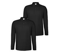 ALPIDEX Polo Hombre Manga Larga Pack de 2 Camisa Unicolor de Algodón Casual S M L XL XXL 3XL 4XL 5XL, Tamaño:XL, Color:Negro