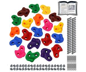 ALPIDEX Presas Escalada Niños Rocódromo Pared Interior Exterior 20 Piezas | Agarres, Infantil, Muro, Piedras, Boulder, Accesorios, desde 3 años, hasta 200 kg, tornillos incluidos, plástico, colores