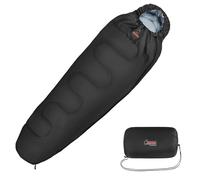 ALPIDEX Saco de Dormir Momia Invierno 225 x 80 cm - 17 Grad 400 gsm Ultraligero Compacto Resistente al Agua Frio Extremo Campismo, Color:Negro, Cremallera:Izquierdo