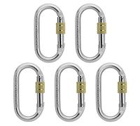 ALPIDEX Set de 5 Mosquetones de Acero Ovalados Mosquetón de Rosca - 25 kN - Probados según EN 362 & EN 12275 - Mosquetón para Escalada y Seguridad Laboral