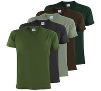 ALPIDEX T-Shirt Camisetas Hombre Pack de 5 Cuello de V Camisa de Manga Corta Algodón Shirt Men Casual Unicolor S M L XL XXL 3XL 4XL 5XL, Tamaño:S, Color:Forest