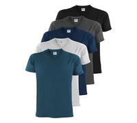 ALPIDEX T-Shirt Camisetas Hombre Pack de 5 Cuello de V Camisa de Manga Corta Algodón Shirt Men Casual Unicolor S M L XL XXL 3XL 4XL 5XL, Tamaño:M, Color:Water