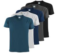 ALPIDEX T-Shirt Camisetas Hombre Pack de 5 Cuello de V Camisa de Manga Corta Algodón Shirt Men Casual Unicolor S M L XL XXL 3XL 4XL 5XL, Tamaño:4XL, Color:Water