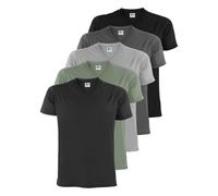 ALPIDEX T-Shirt Camisetas Hombre Pack de 5 Cuello de V Camisa de Manga Corta Algodón Shirt Men Casual Unicolor S M L XL XXL 3XL 4XL 5XL, Tamaño:XXL, Color:Storm