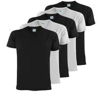 ALPIDEX T-Shirt Camisetas Hombre Pack de 5 Cuello de V Camisa de Manga Corta Algodón Shirt Men Casual Unicolor S M L XL XXL 3XL 4XL 5XL, Tamaño:XL, Color:Black/White
