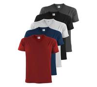 ALPIDEX T-Shirt Camisetas Hombre Pack de 5 Cuello de V Camisa de Manga Corta Algodón Shirt Men Casual Unicolor S M L XL XXL 3XL 4XL 5XL, Tamaño:XXL, Color:Fire