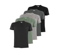 ALPIDEX T-Shirt Camisetas Hombre Pack de 5 Cuello Redondo 100% Algodón Unicolor Corta Shirt Men Camisa de Manga Casual S M L XL XXL 3XL 4XL 5XL, Tamaño:XXXL, Color:Storm