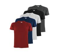 ALPIDEX T-Shirt Camisetas Hombre Pack de 5 Cuello Redondo 100% Algodón Unicolor Corta Shirt Men Camisa de Manga Casual S M L XL XXL 3XL 4XL 5XL, Tamaño:XXXL, Color:Fire