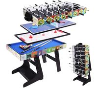 ALPIKA Multi-Mesa deportiva 4 en 1 plegable, billar, fútbol, tenis de mesa, hockey de aire con almacenamiento, 4 pies