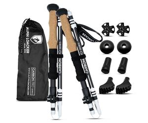 Alpin Loacker Bastones de Trekking Plegables en Carbono y Aluminio | Ligeros, Resistentes y Regulables, Multiusos para Alpinismo, Nordic Walking, Esquí y Trail Running