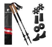 ALPIN LOACKER Bastones Trekking Telescopicos, Aluminio Ligero + Accesorios + Bolso | Palos Senderismo Extensible Altura Regulable: Poles Montaña, Nordic Walking, Trail Running Asfalto