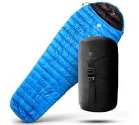 Alpin Loacker Saco de Dormir de Verano Ligero de 460 g, Saco de Dormir,Ultraligero, con tamaño pequeño para el Verano y el Camping, Color Azul