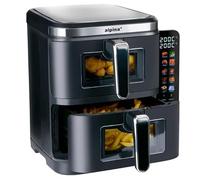 Alpina Air Fryer Double XXL Airfryer 11L - Freidora de aire caliente con 2 cestas - Horno dúo para 8 personas - Pantalla plegable - Función temporizador de hasta 60 minutos - Temperatura 60-200°C