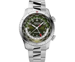 Alpina Analógico Modelo AL-255GR4S26B Startimer Pilot Worldtimer Mens Watch 41mm 10ATM. Marca