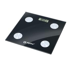 Alpina Báscula inteligente con análisis corporal: incluye grasa y masa muscular, Bluetooth, con aplicación, color negro