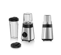 Alpina Batidora de 300 W, incluye vaso de batidos de 300 ml y 600 ml, 2 velocidades y función pulsación, acero inoxidable, plata/negro