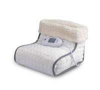 alpina Calentador de pies eléctrico, 3 niveles de calor, funda interior lavable, 100 W, blanco/gris, 30 x 30 x 23