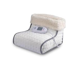 alpina Calentador de pies eléctrico, 3 niveles de calor, funda interior lavable, 100 W, blanco/gris, 30 x 30 x 23