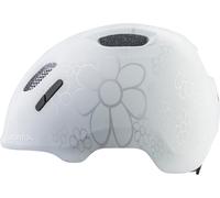 ALPINA XIMO 2 L.E. (Mate) - Casco de Ciclismo Ligero y Seguro para niños con LED Opcional - Pearl White Flowers Matt - 47-51