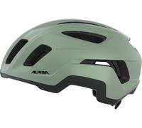 ALPINA PARANUS Urban - Casco de Ciclismo con luz Trasera LED, Carcasa Interior Ligera de Hi-EPS, Gran ventilación, Ajuste Individual y Red antimosquitos integrada - Willow-Green Matt - 55-59