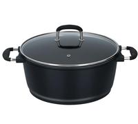 alpina Cazuela con tapa - Sartén de 29 cm - Apto para todo tipo de fuegos - Apto para horno hasta 240 °C - Apto para lavavajillas - Asas Cool Touch - Negro